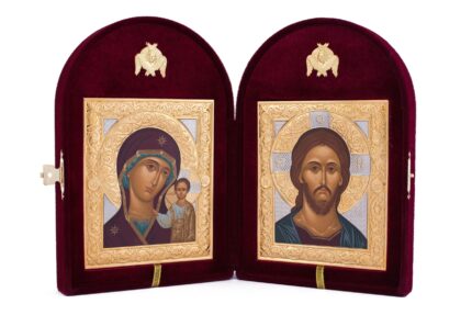 Диптих у плишу Пресвета Богородица и Господ Исус Христос